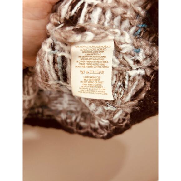 Free People Brown Oversized Aztec Wool Mohair Blend Knit Pullover Sweater Size S - Picture 8 of 11